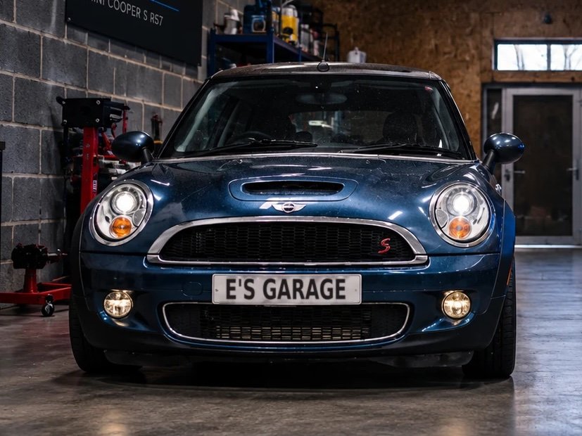 Mini Cooper S in the E's Garage workshop